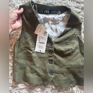 NWT Linen Green Zara Vest